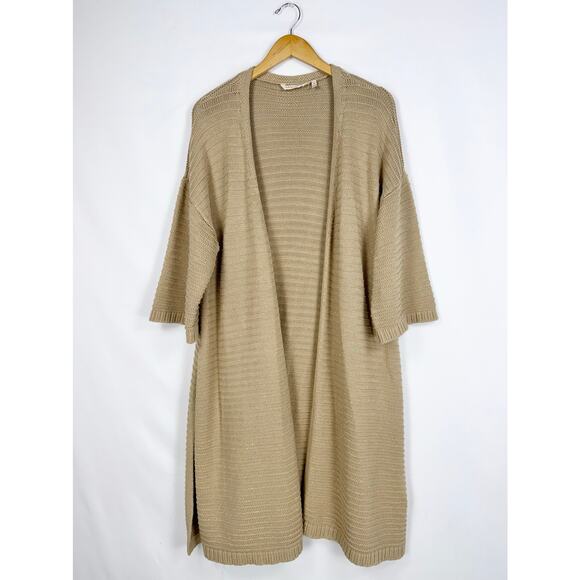 Soft Surroundings Women's Metallic Knit Longline Cardigan Sweater XL Tan - Picture 1 of 12